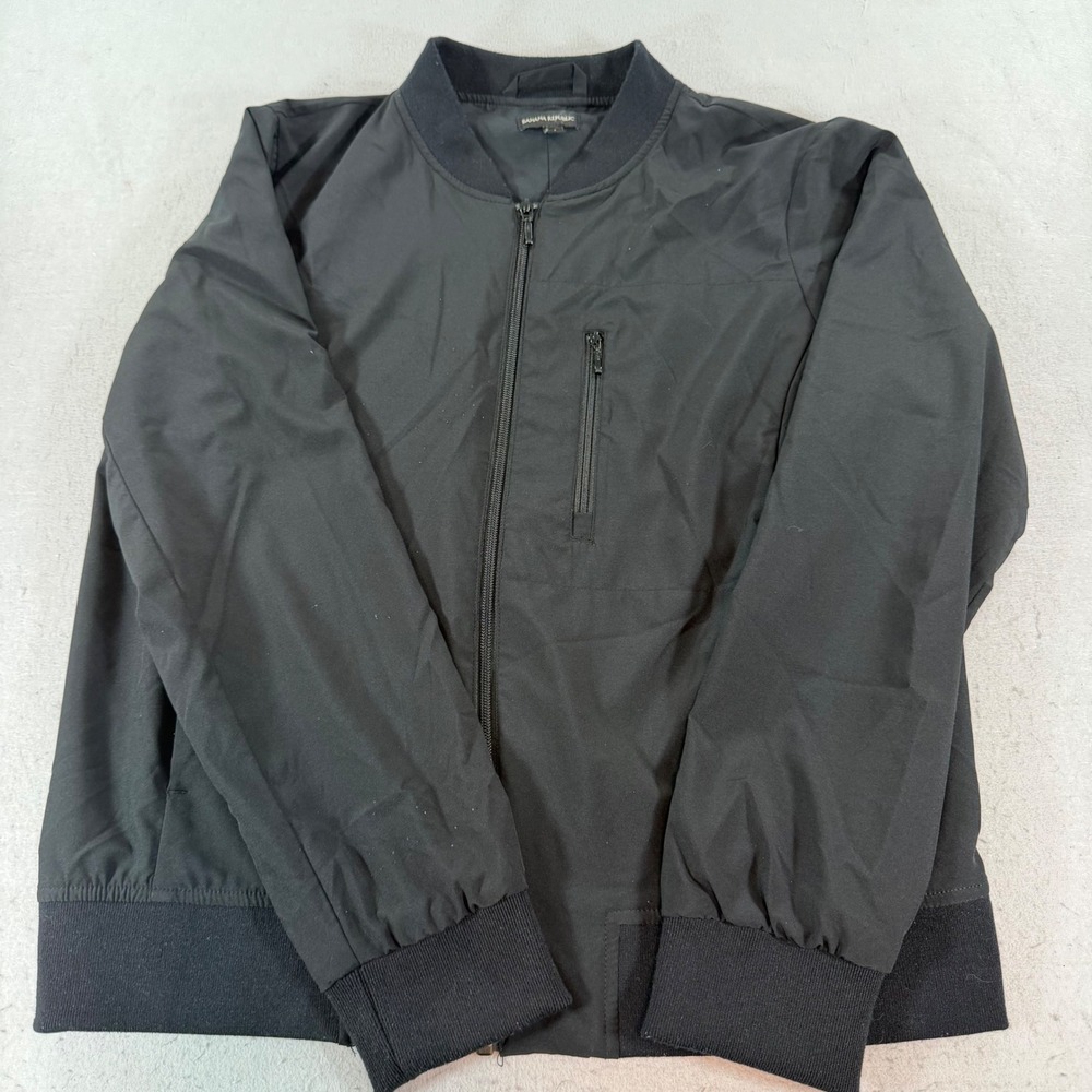 Banana Republic Motion Tech Bomber Jacket Mens Medium Black Lightweight